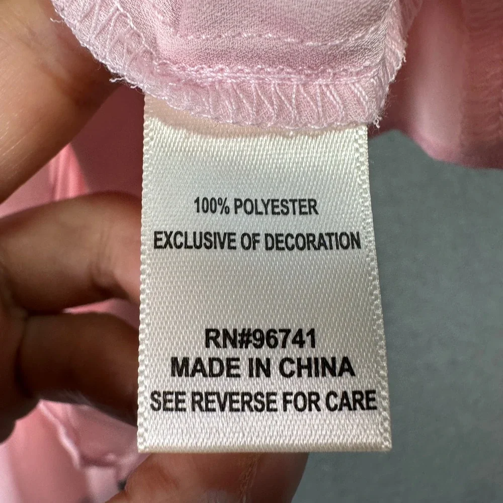 Selfie Y2K Ballerina Lace Trim Camisole Bow Pintuck Chiffon‎ Top Coquette Pink L